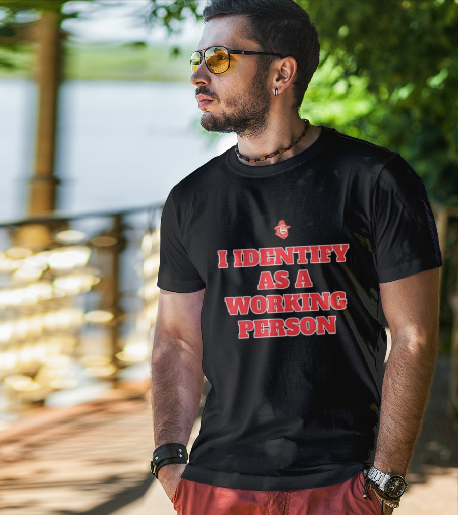 I Identify As A Working Person Red Retro Style Cowboy Symbol T-Shirt