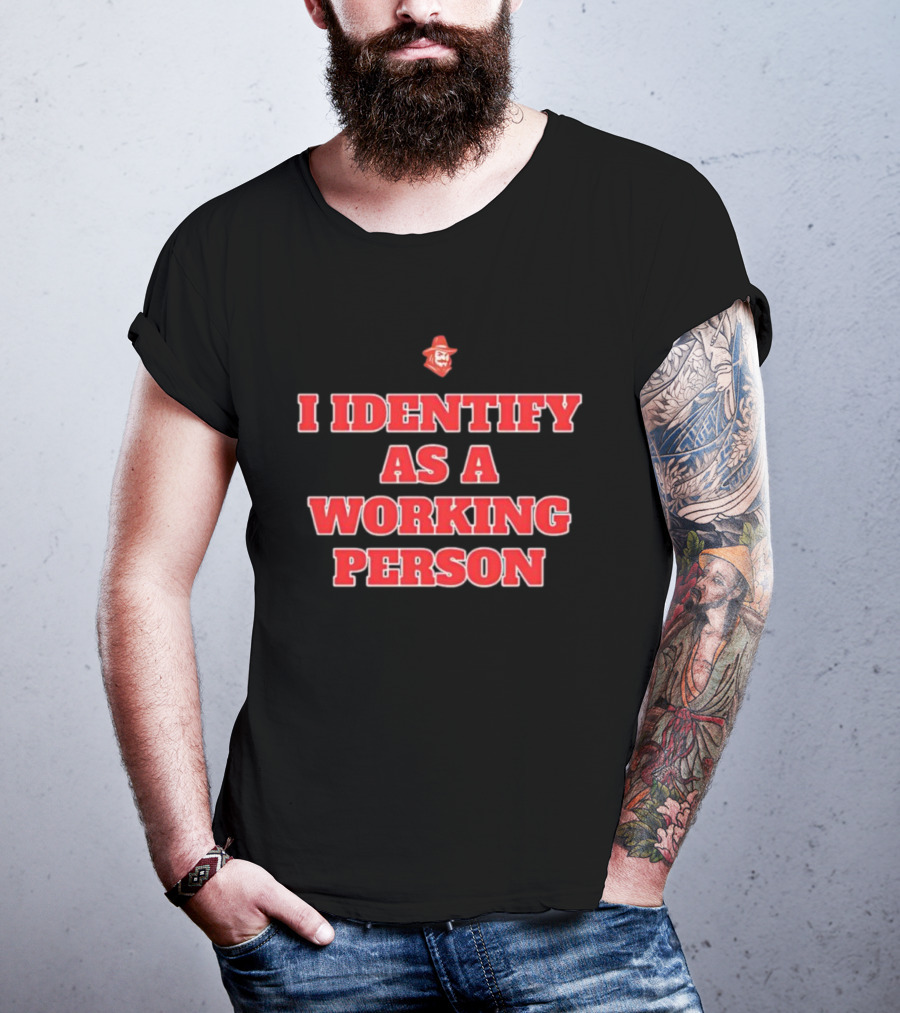 I Identify As A Working Person Red Retro Style Cowboy Symbol T-Shirt