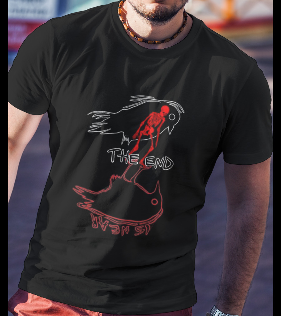 Skeleton The End Spooky Ghosts And Birds T-Shirt