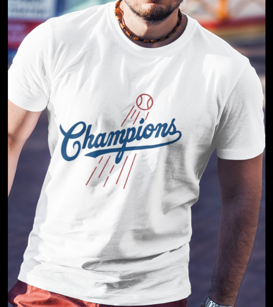 Champions Baseball Red Blue Artistic MLB Style T-Shirt