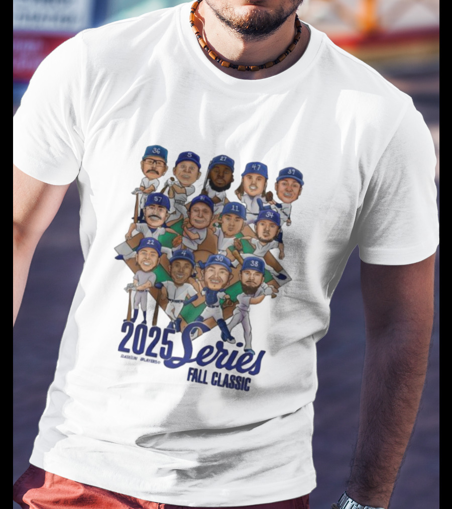 Los Angeles Dodgers 2025 Series Fall Classic Baseball Team Caricature Players T-Shirt