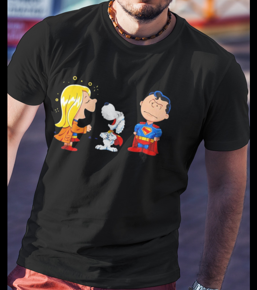 Supergirl Krypto And Superman Peanuts Style Kryptonuts Crossover T-Shirt