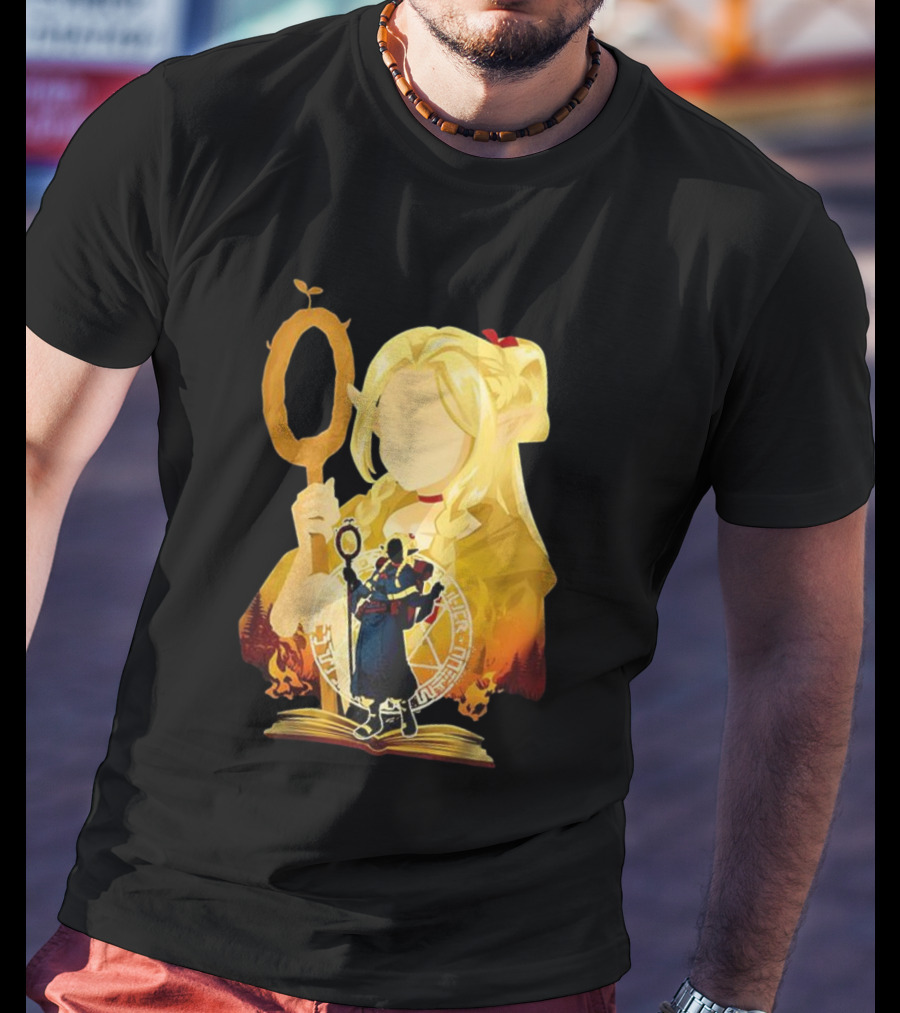 Marcille Donato Delicious In Dungeon Anime Arcane Revival Character With Magic Staff T-Shirt