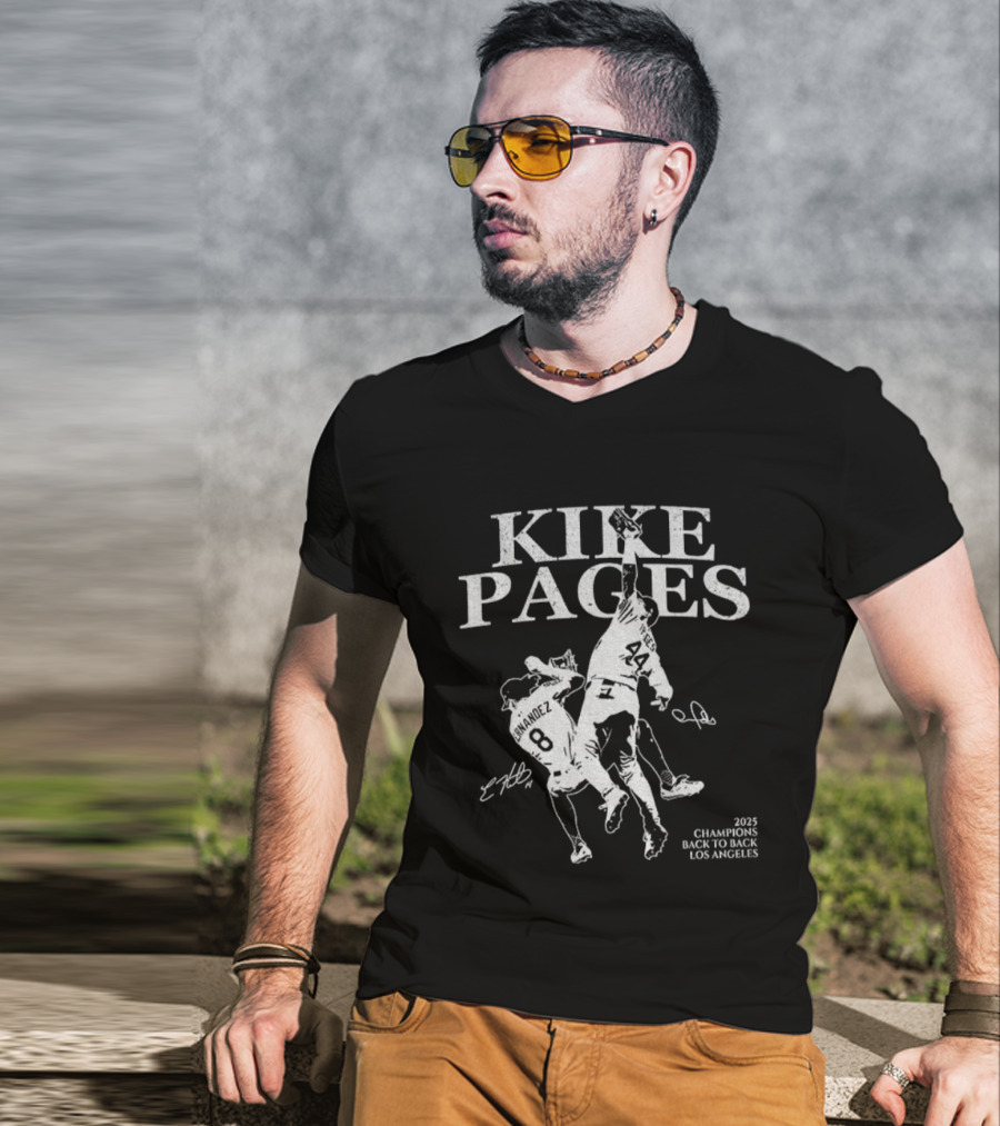 Kike Pages Los Angeles 2025 Champions Back To Back Baseball Signature T-Shirt