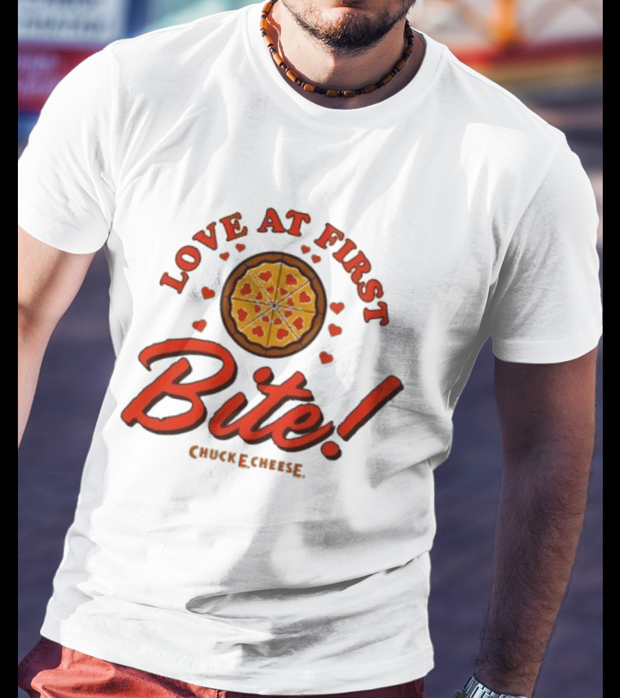 Love At First Bite Chuck E Cheese Pizza Hearts T-Shirt