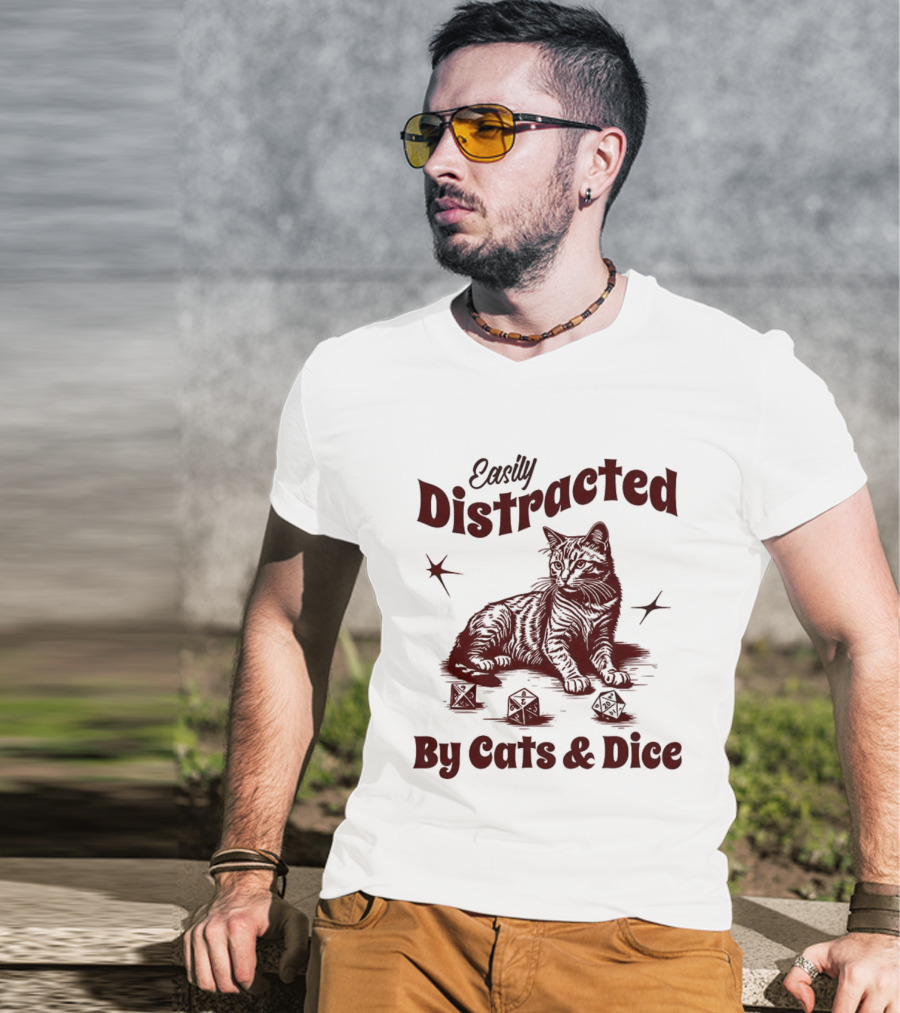 Easily Distracted By Cats And Dice T-Shirt