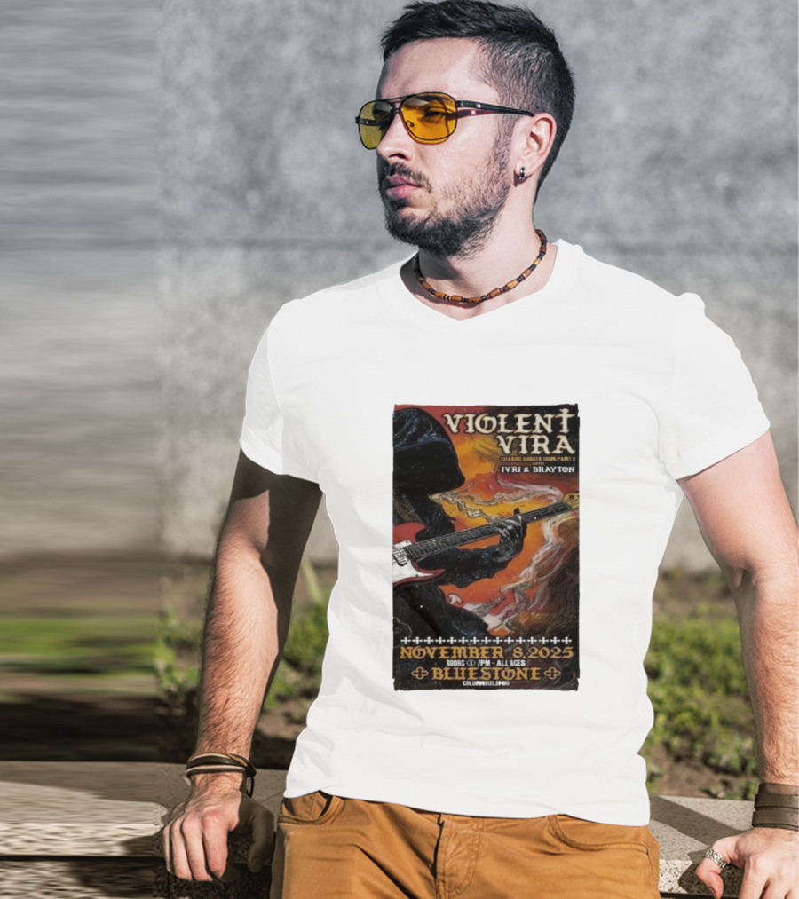 Violent Vira Chasing Ghosts Tour Part II November 8 2025 Bluestone Columbus OH Ivri & Brayton Guitar T-Shirt