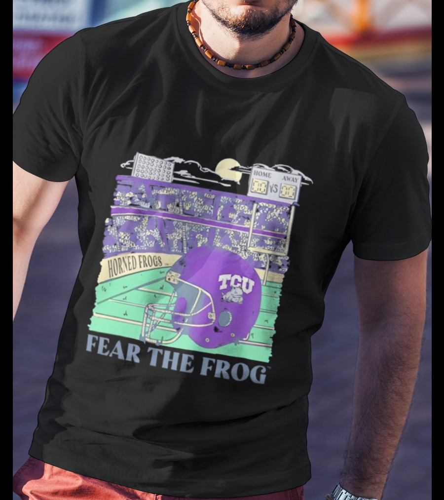 TCU Horned Frogs Football Fear The Frog Helmet Stadium Scene T-Shirt