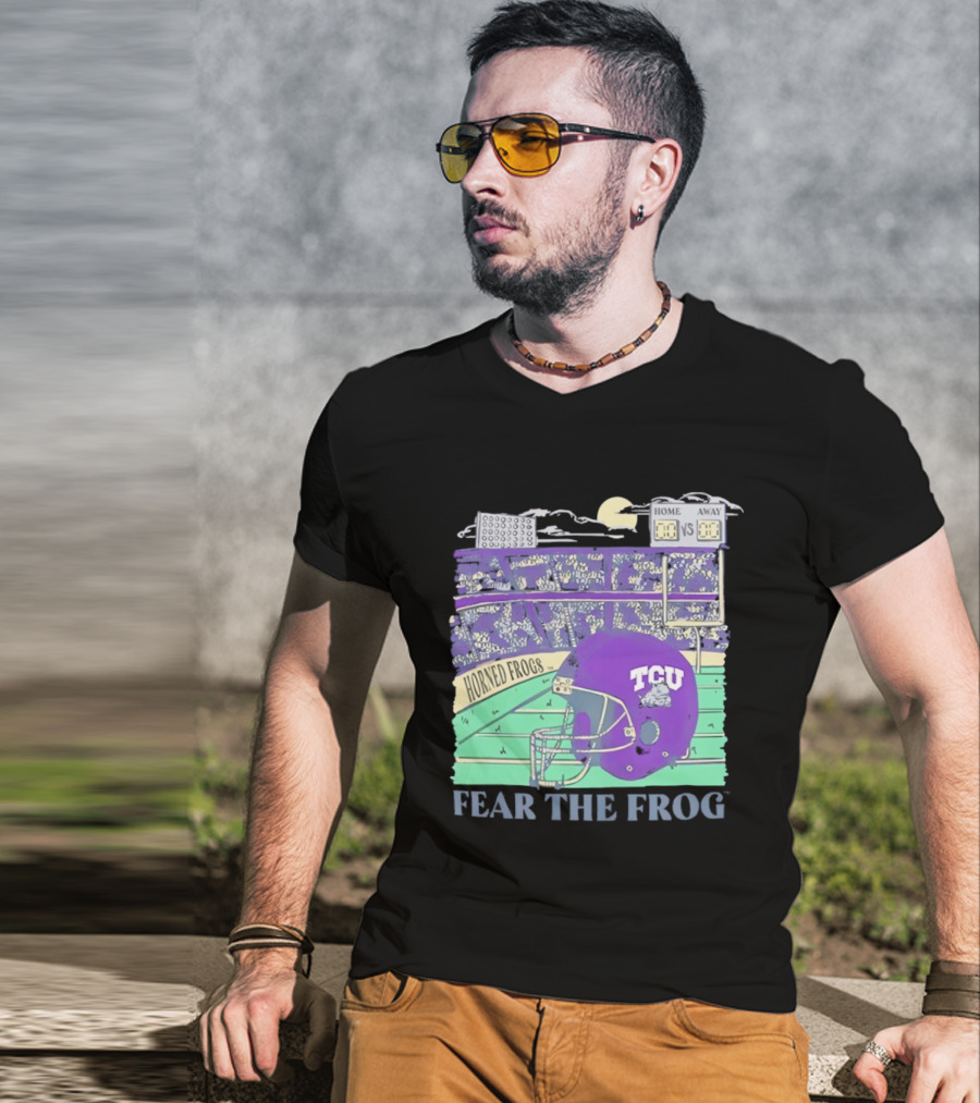 TCU Horned Frogs Football Fear The Frog Helmet Stadium Scene T-Shirt