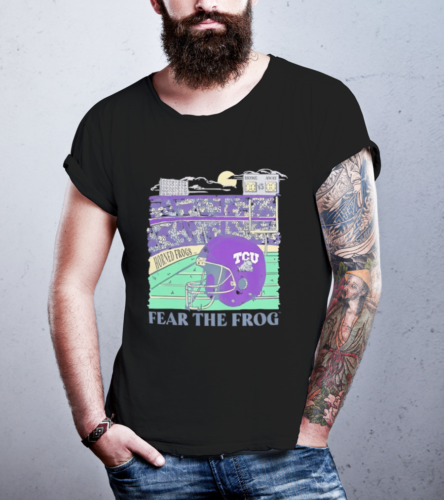 TCU Horned Frogs Football Fear The Frog Helmet Stadium Scene T-Shirt
