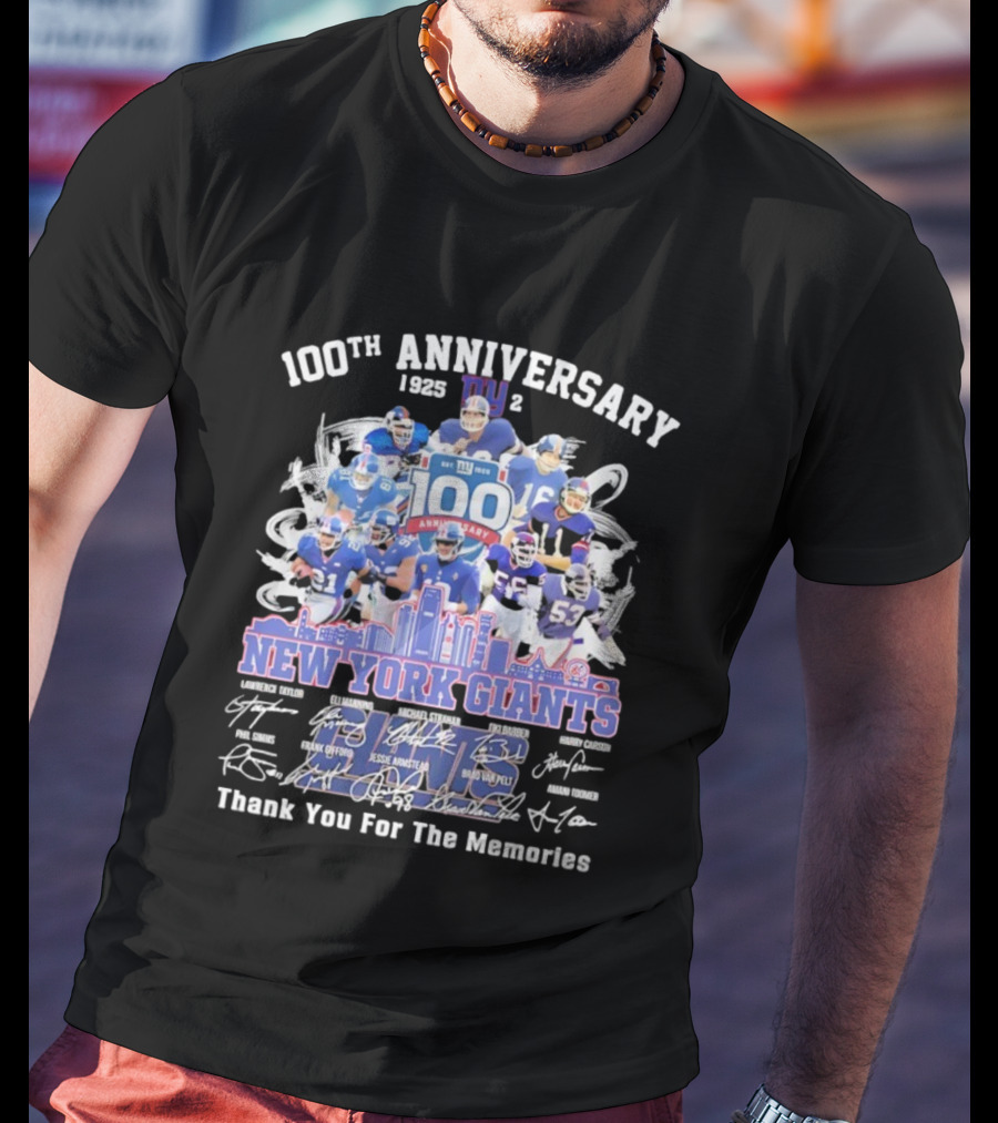100th Anniversary New York Giants Thank You For The Memories 1925-2025 NFL Legends T-Shirt