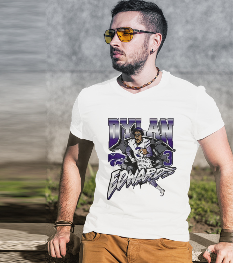 Dylan Edwards 3 Kansas State Wildcats Football NFL 2025 Vintage T-Shirt