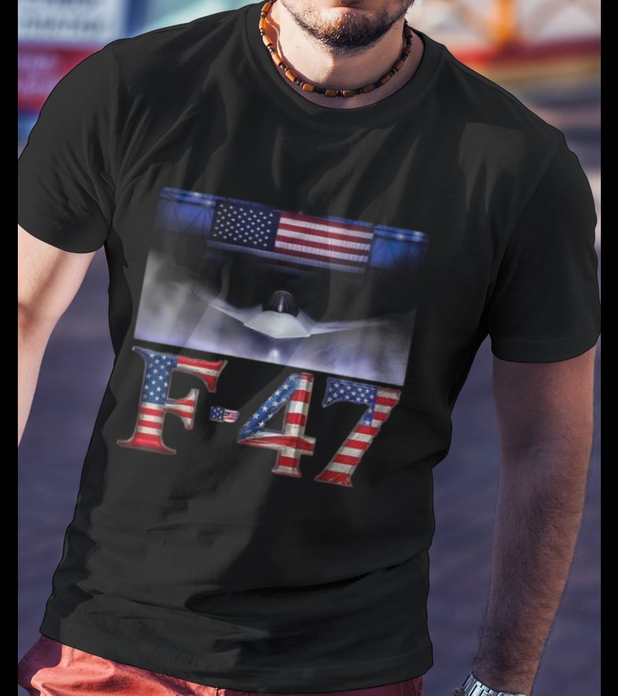 F-47 Fighter Jet American Flag Aircraft T-Shirt
