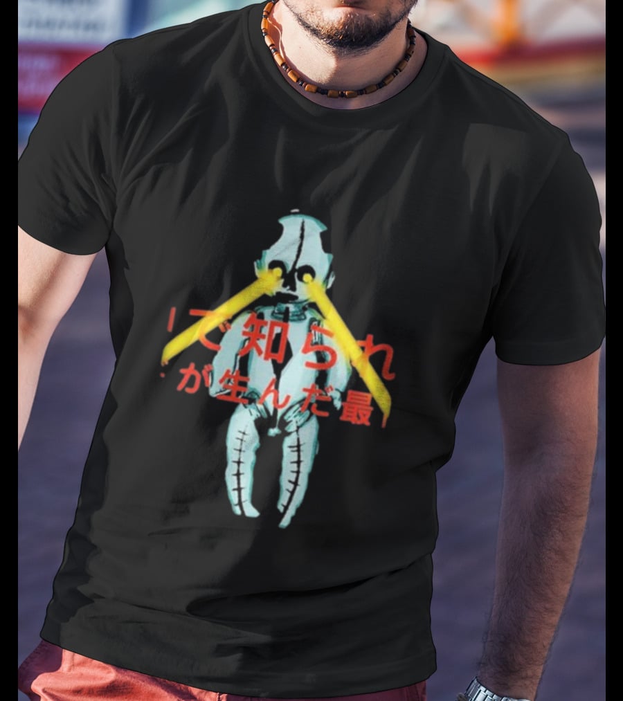 Garbage Robot Baby 2024 Tour Europe Unknown Birth Japanese Text Laser Eyes T-Shirt