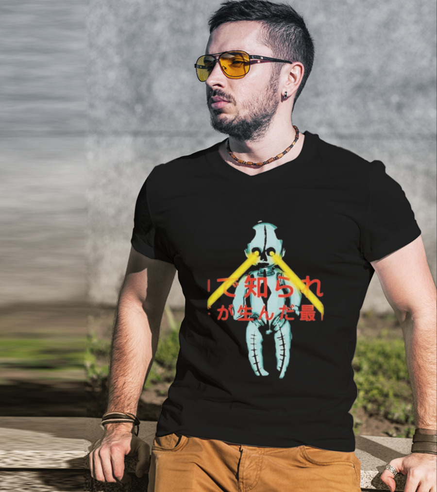 Garbage Robot Baby 2024 Tour Europe Unknown Birth Japanese Text Laser Eyes T-Shirt