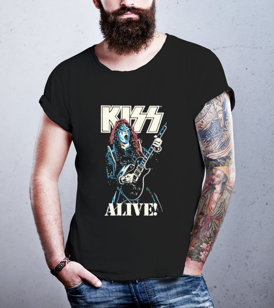 KISS Alive Spaceman Guitarist Retro Style T-Shirt