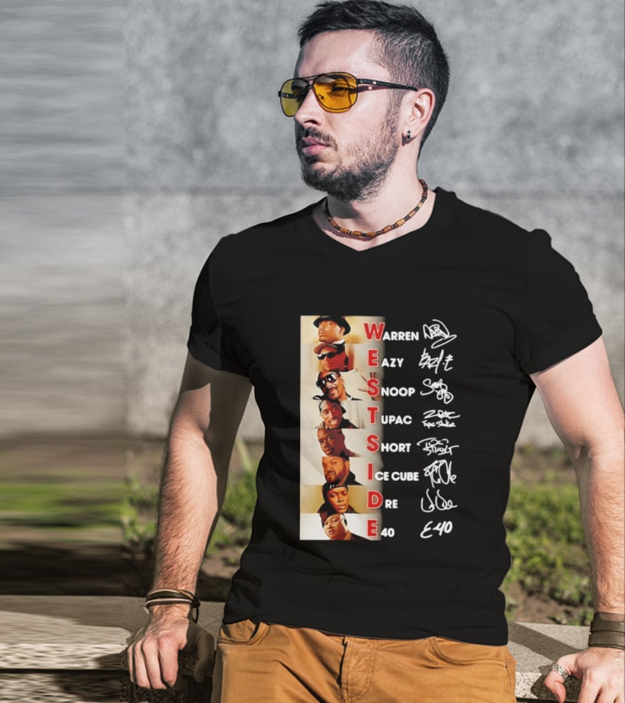 Westside Warren Eazy Snoop Tupac Short Ice Cube Dre E-40 Classic Signature T-Shirt
