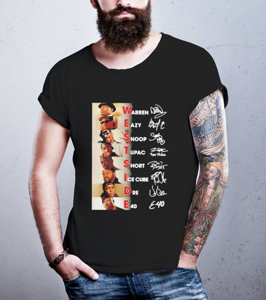 Westside Warren Eazy Snoop Tupac Short Ice Cube Dre E-40 Classic Signature T-Shirt