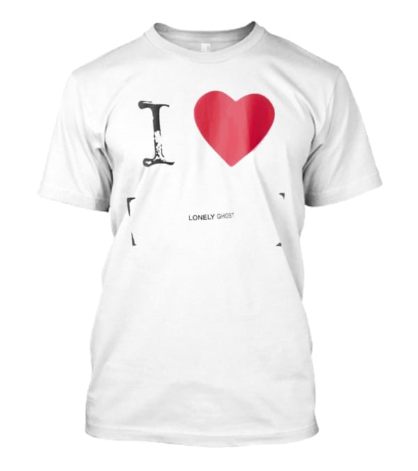 I Love Lonely Ghost Heart Stamp T-Shirt