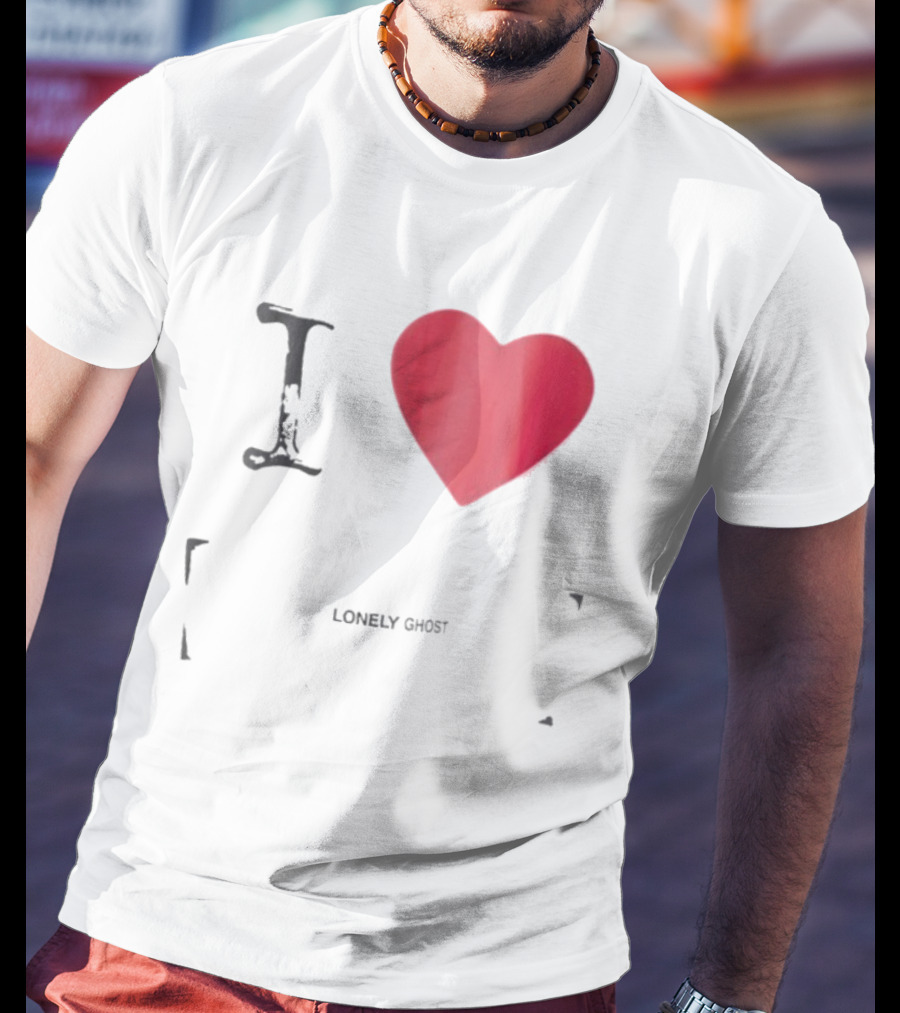 I Love Lonely Ghost Heart Stamp T-Shirt