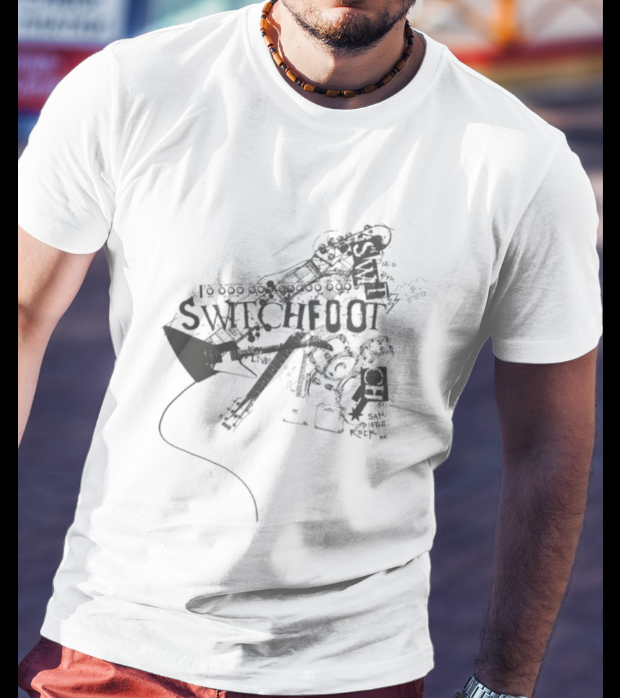 Switchfoot San Diego Rock Guitar Words Illustration T-Shirt
