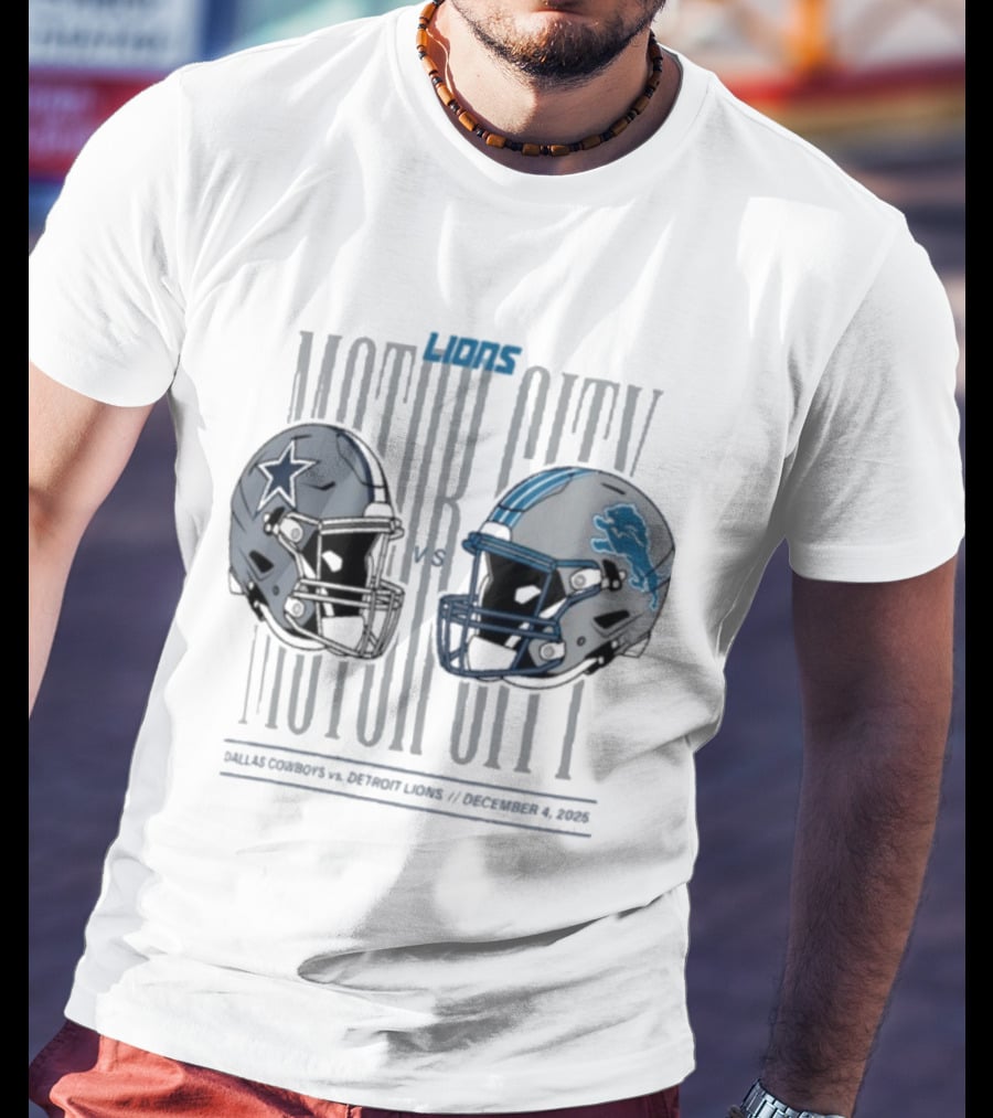 Dallas Cowboys Detroit Lions Motor City December 4 2025 Helmets Showdown T-Shirt