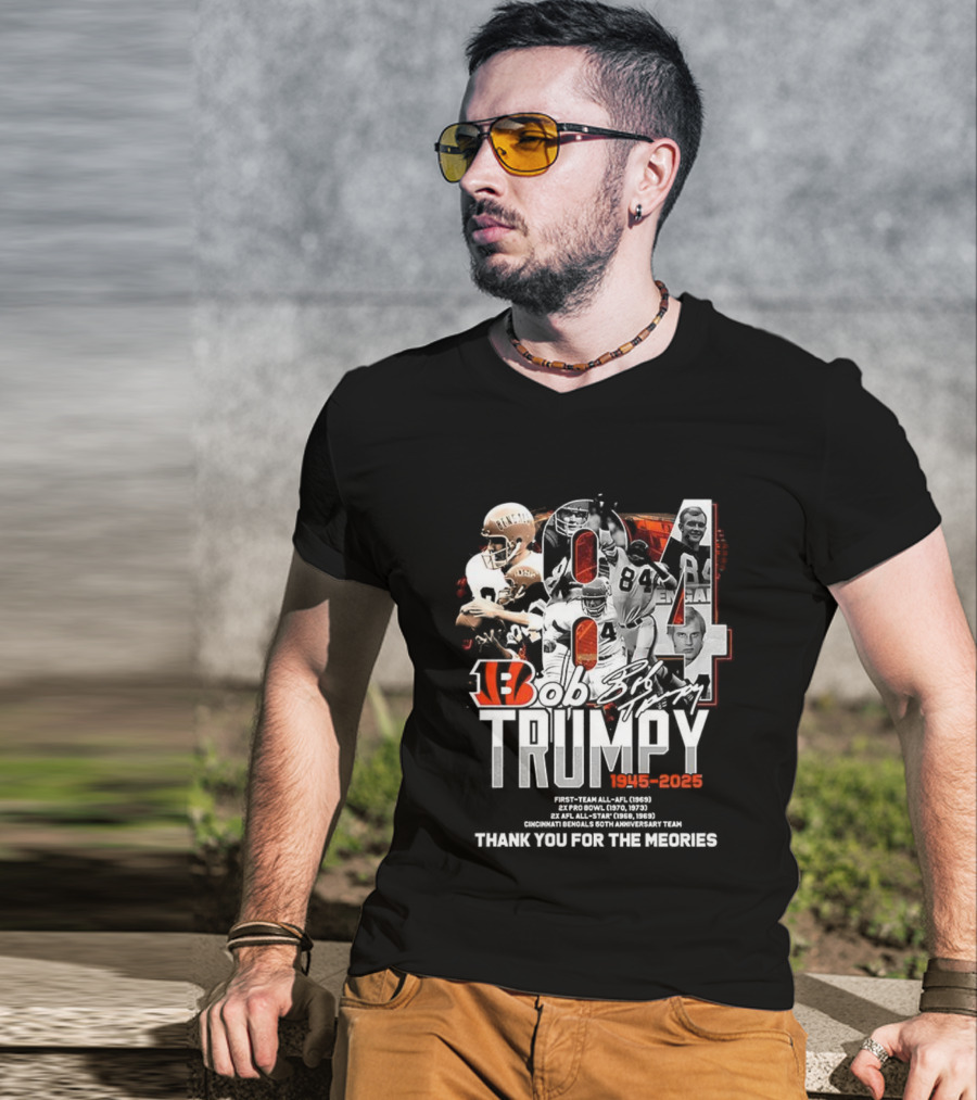 Bob Trumpy 84 Cincinnati Bengals Legacy 1945-2023 Thank You For The Memories T-Shirt