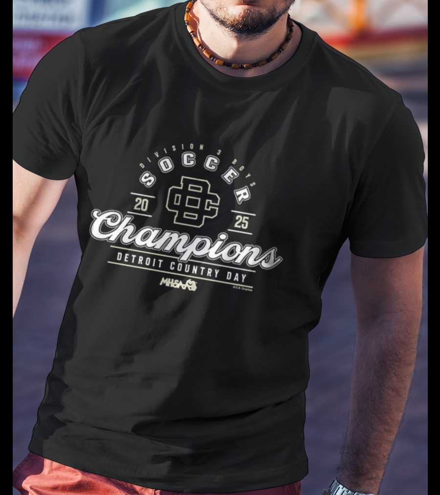 Detroit Country Day 2025 MHSAA Boys Soccer Division 3 Champions Badge T-Shirt