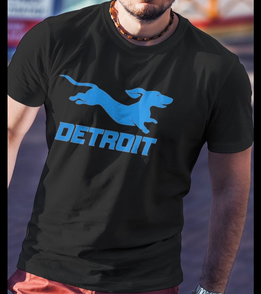 Detroit Lions Football Dachshund DETROIT T-Shirt