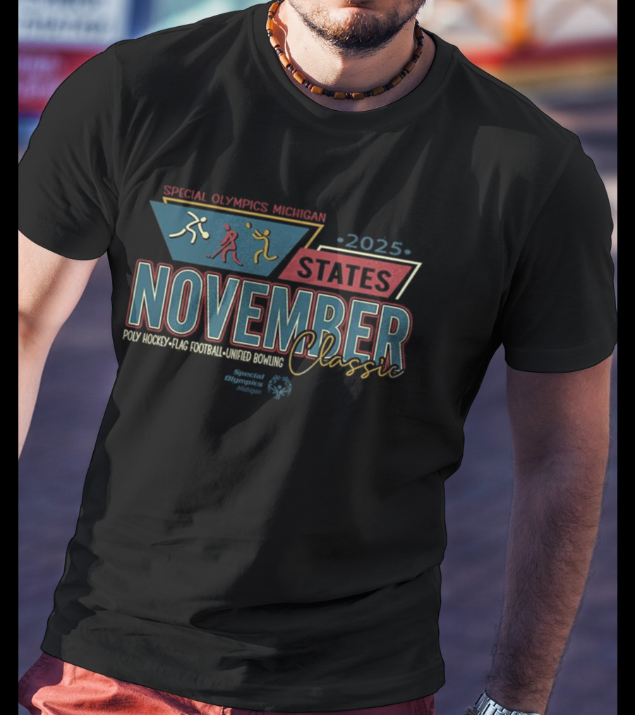 Special Olympics Michigan 2025 States November Classic Bowling Volleyball And Football Tournament T-Shirt