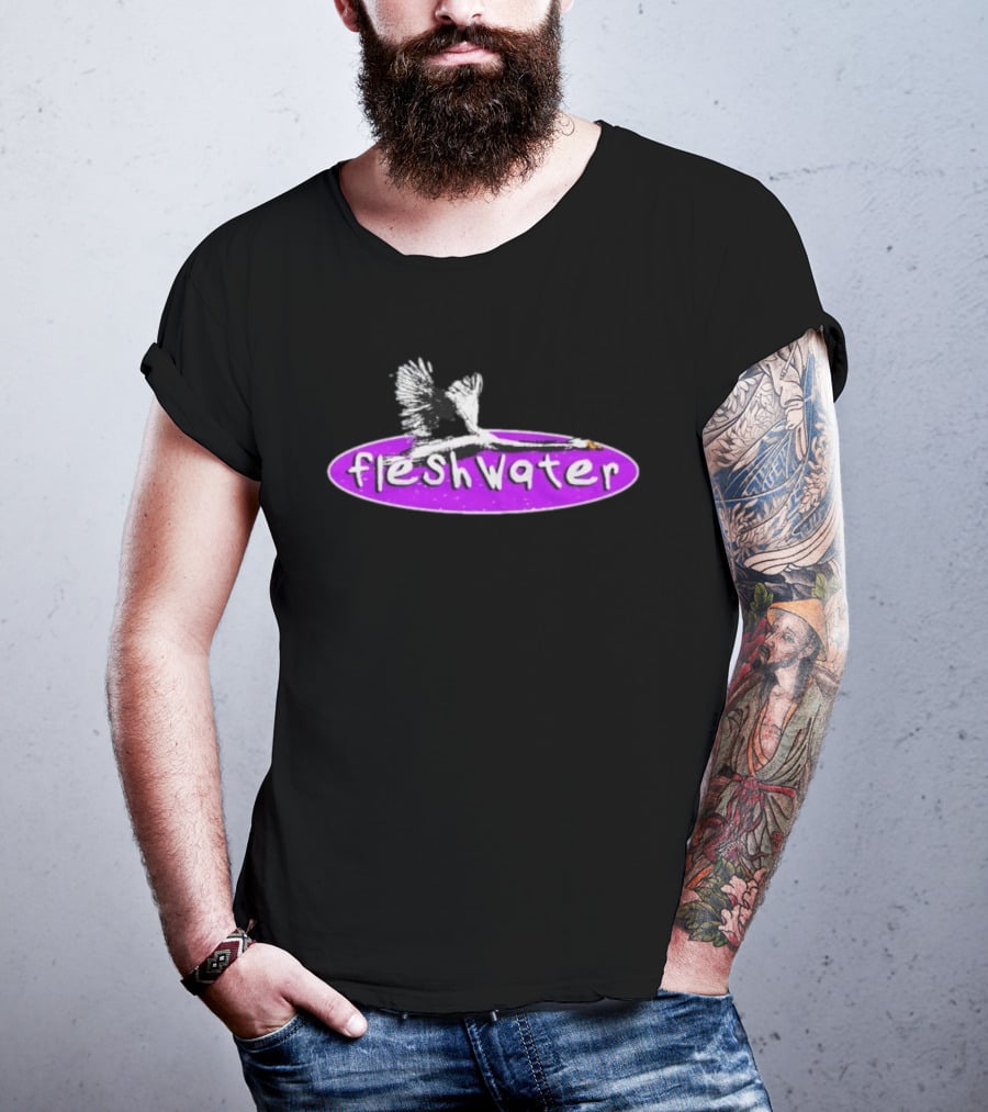 Fleshwater Swan Purple Oval Graphic T-Shirt