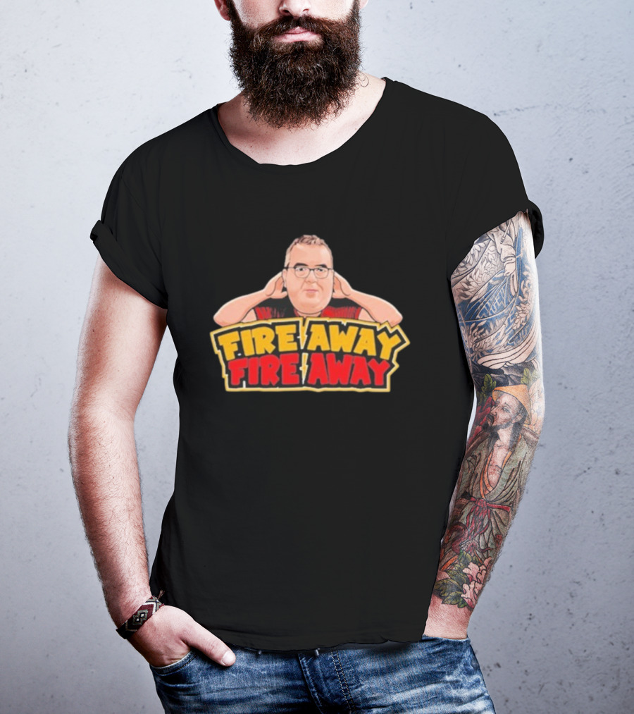 Stephen Bunting Fire Away Dart Player Cartoon Character Blocking Ears T-Shirt