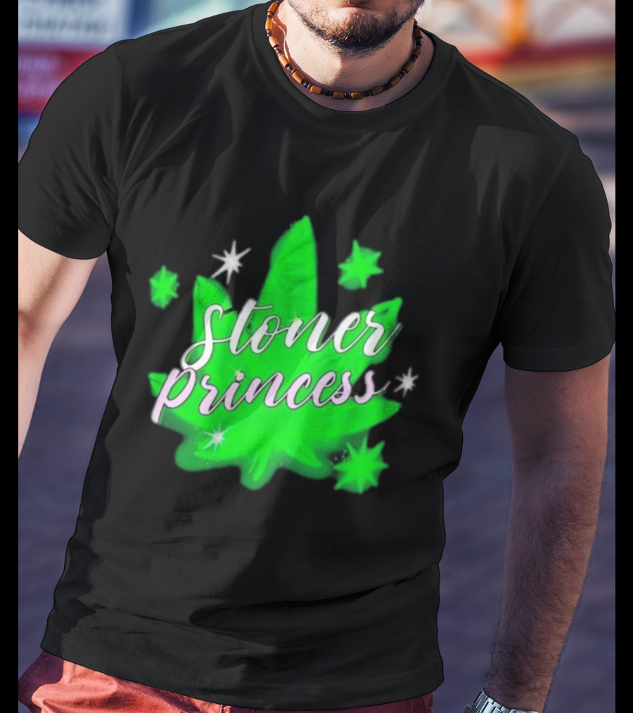 Stoner Princess Cannabis Leaf Royalty Stars T-Shirt