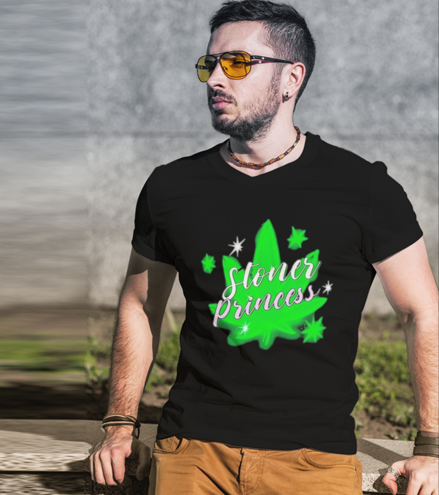 Stoner Princess Cannabis Leaf Royalty Stars T-Shirt