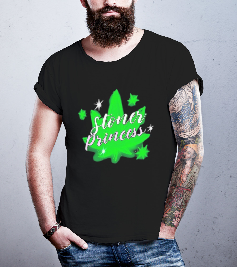 Stoner Princess Cannabis Leaf Royalty Stars T-Shirt