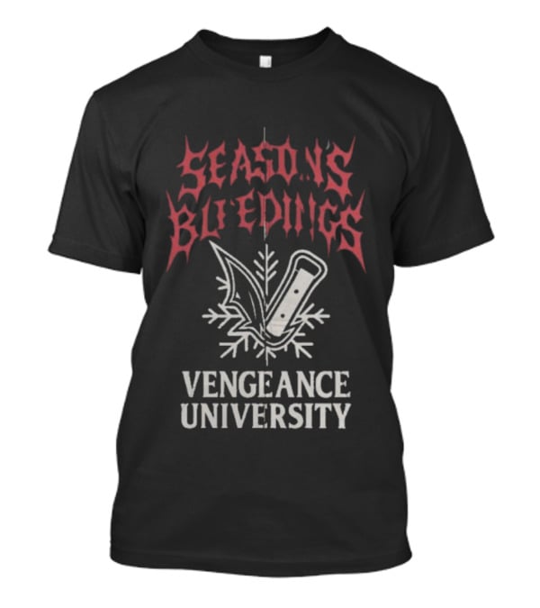 Vengeance University's Season's Bleedings Christmas Knife Snowflake T-Shirt