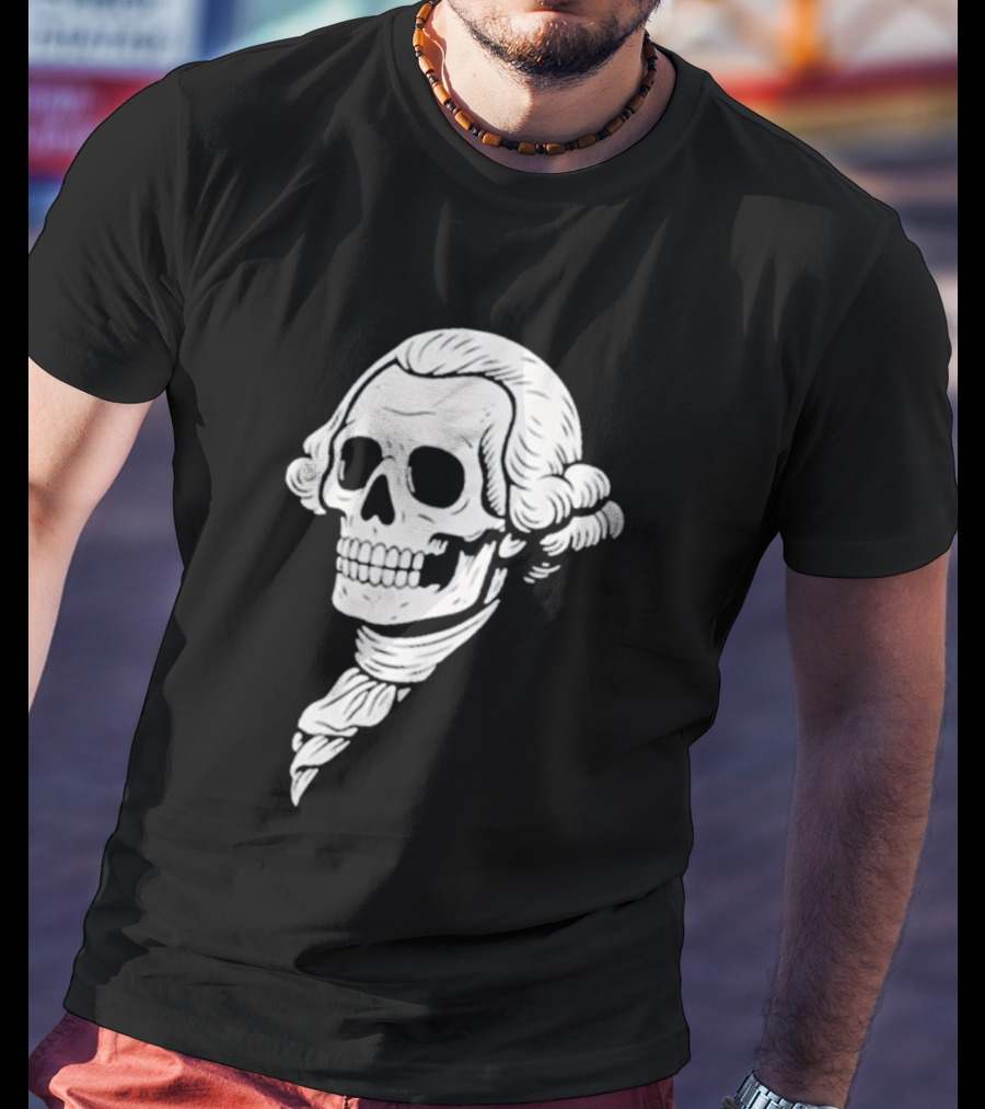 Poor Richard Monogram Skull Wig Icon T-Shirt