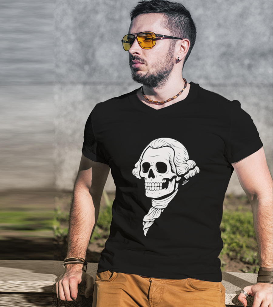 Poor Richard Monogram Skull Wig Icon T-Shirt