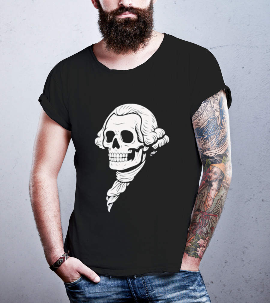 Poor Richard Monogram Skull Wig Icon T-Shirt