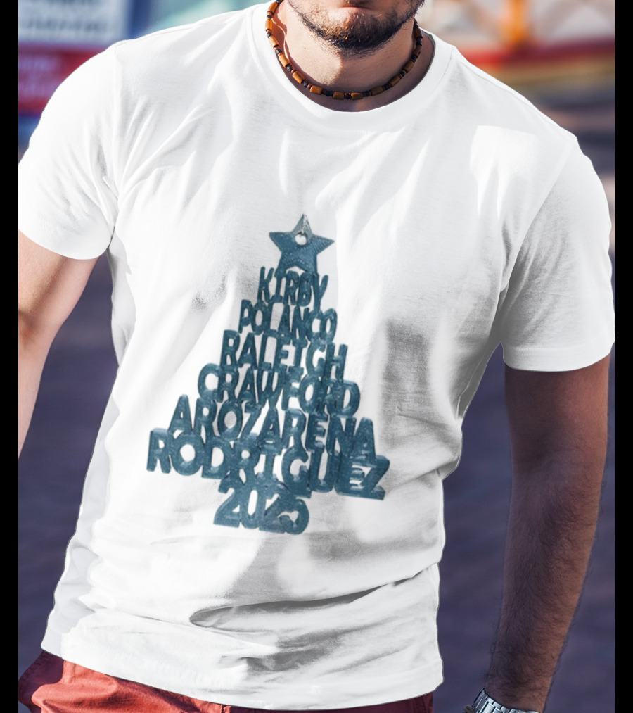 2025 Seattle Mariners Kelenic Pollock Raleigh Crawford Arozarena Rodriguez Christmas Tree T-Shirt