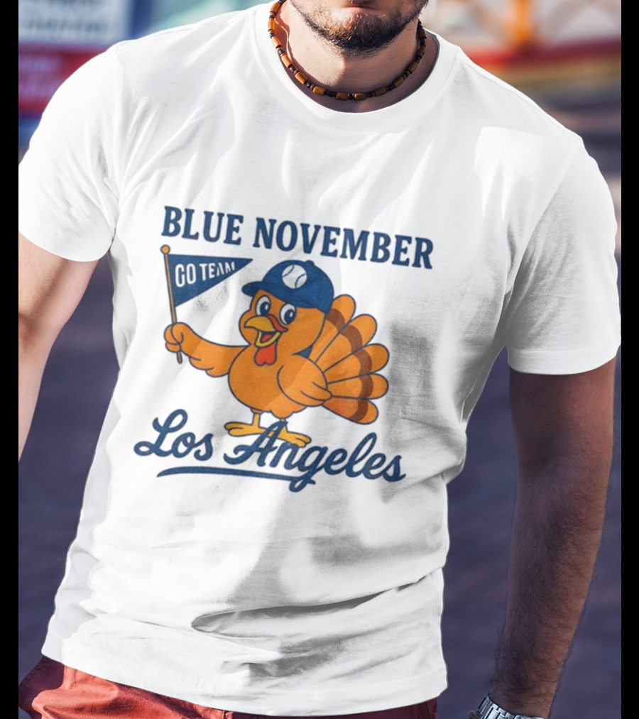 Los Angeles Blue November Thanksgiving Turkey Dodgers Baseball T-Shirt