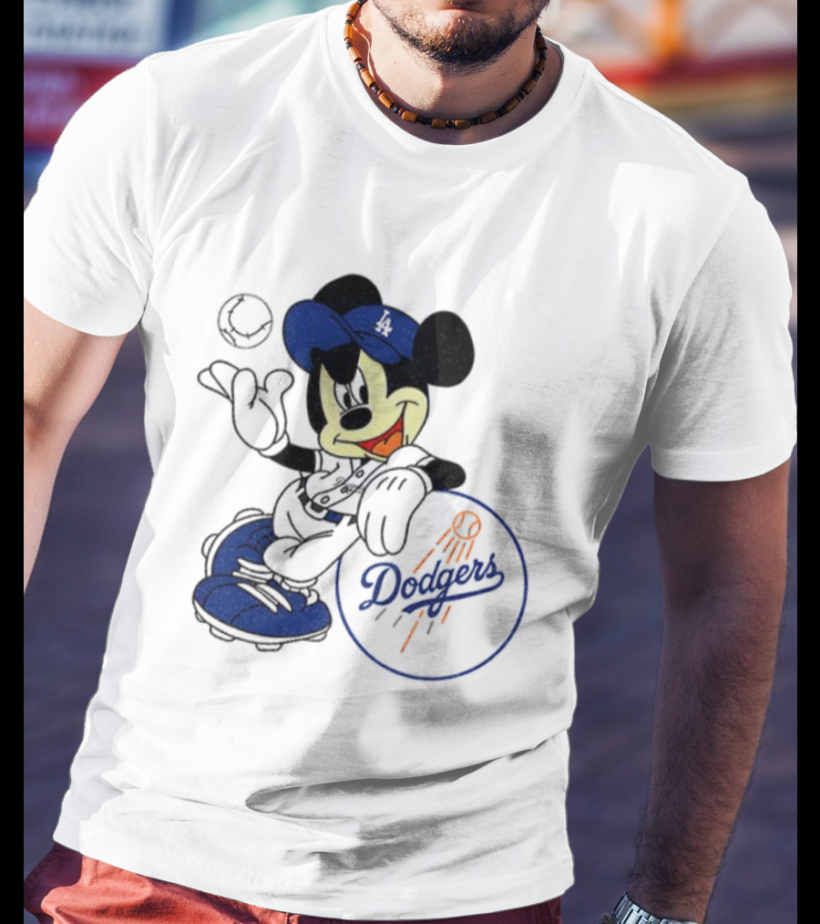 Mikey Dodgers Baseball Champs Los Angeles Logo T-Shirt