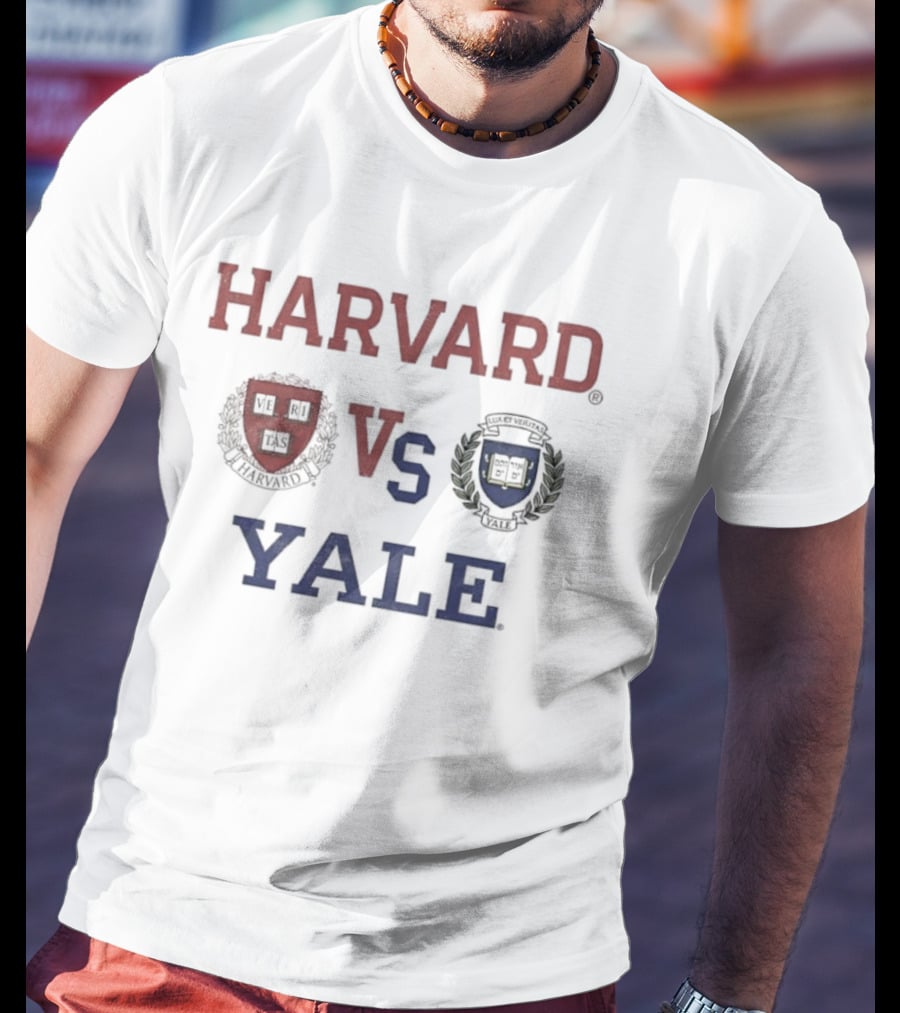 Harvard Vs Yale Rivalry Matchup Iconic University Crest Faces Off T-Shirt