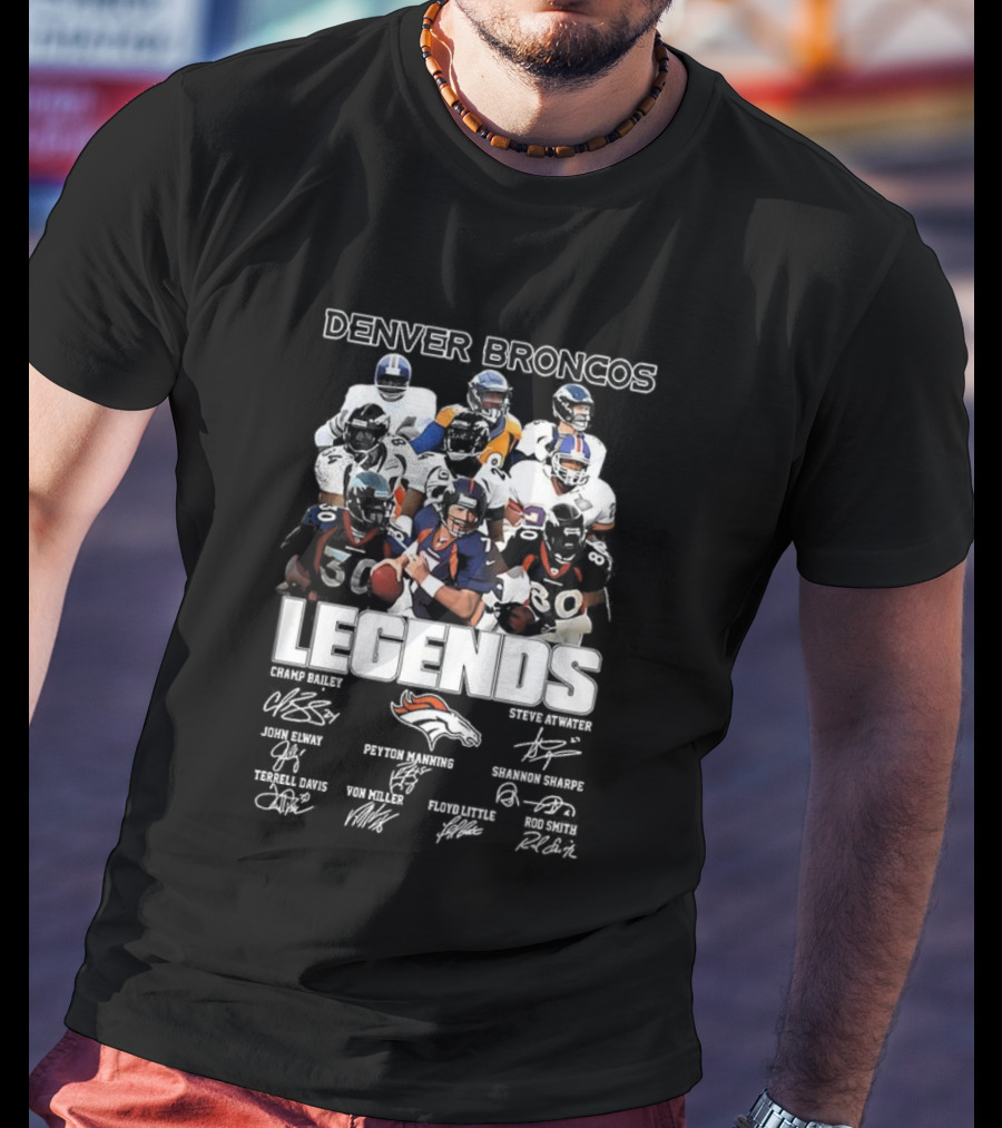 Denver Broncos Legends Signatures And Iconic Players T-Shirt