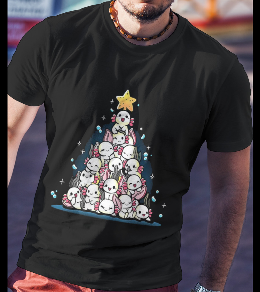 Axolotl Pyramid Shaped Christmas Tree Star Topper T-Shirt