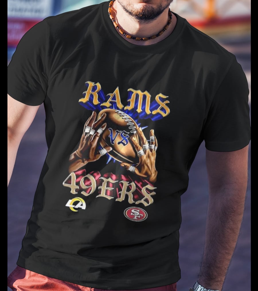 Rams Vs 49ers Vintage Football Rivalry Classic Logos Retro Style T-Shirt