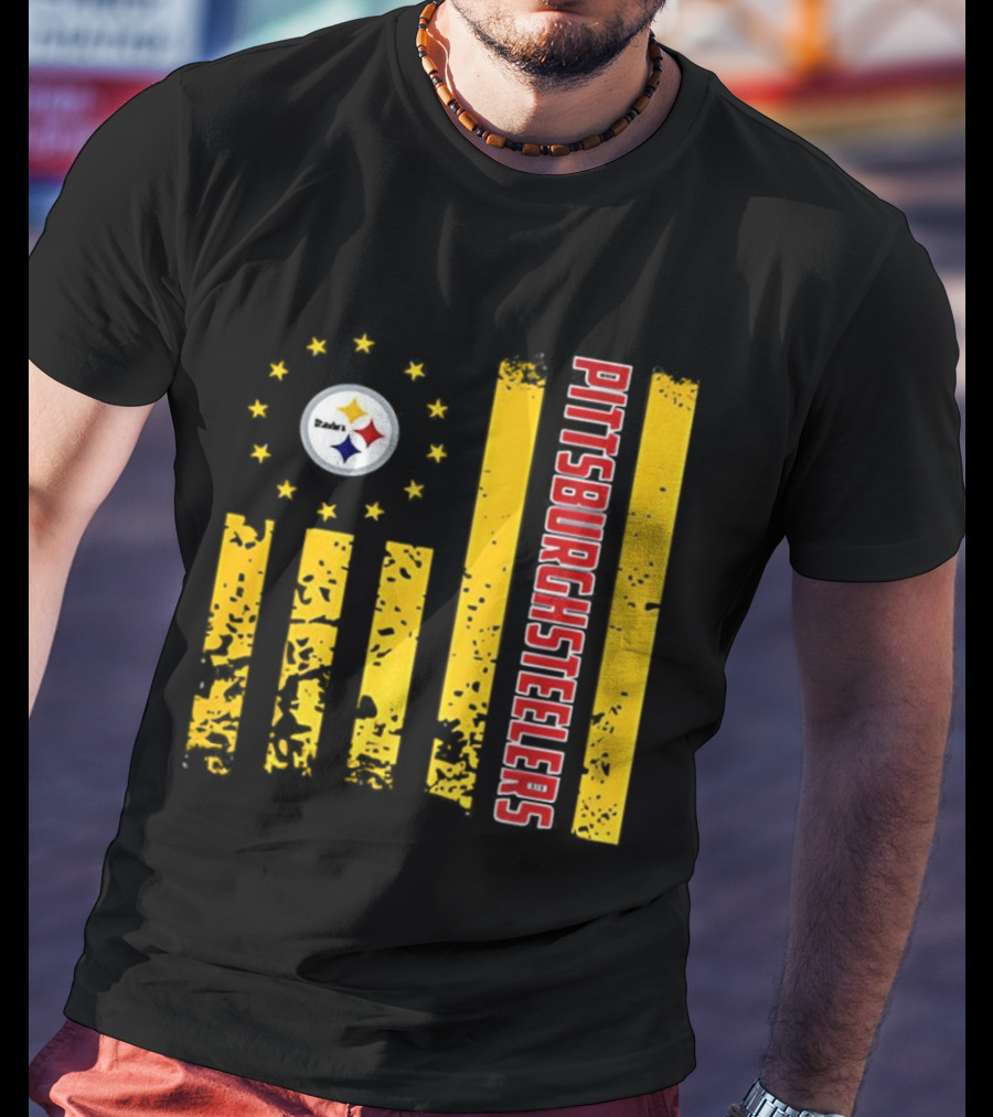 Pittsburgh Steelers American Flag NFL Steelmark Stars Stripes T-Shirt