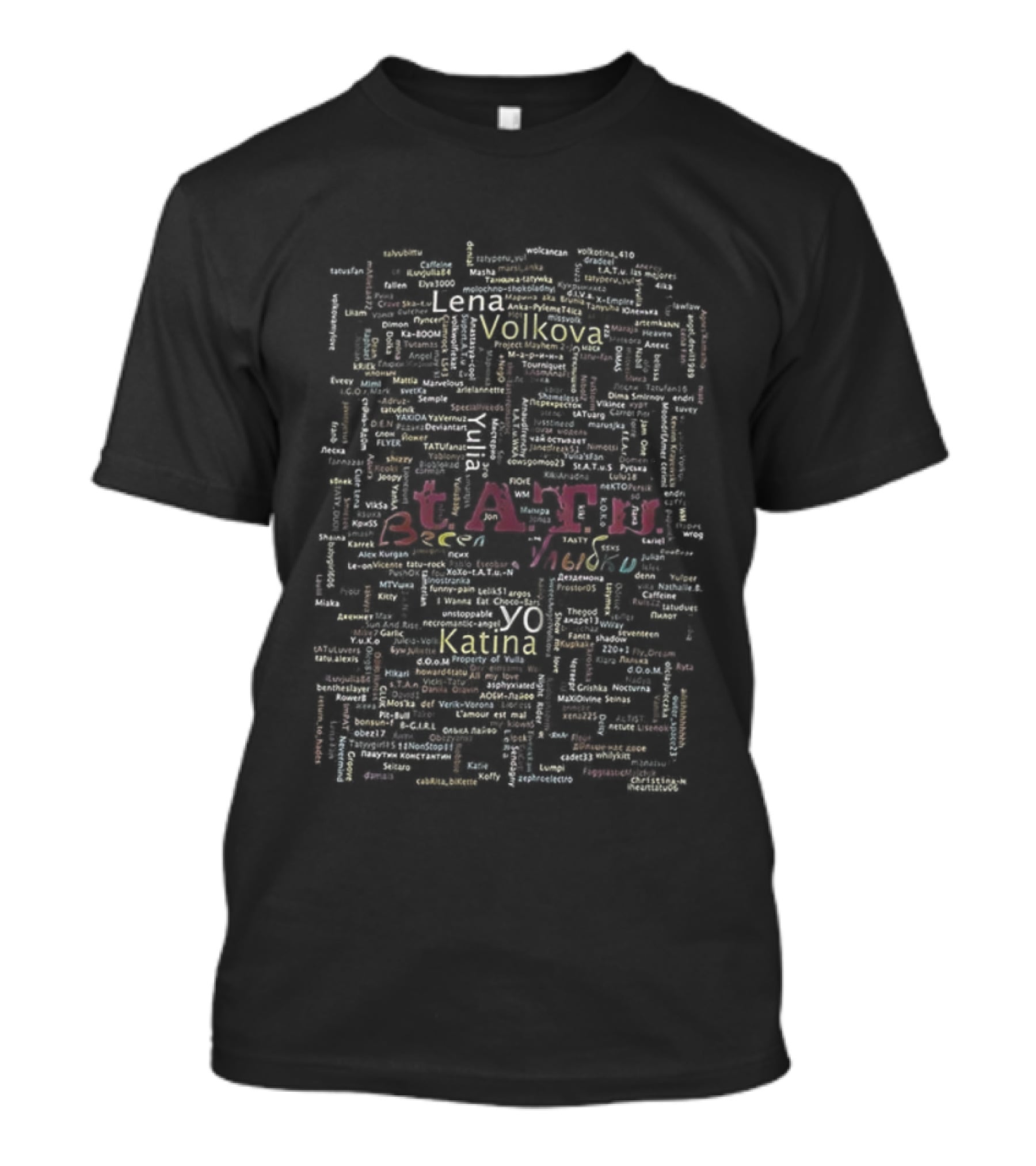 Tatu Tour 2008 World Cities Text Collage T-Shirt