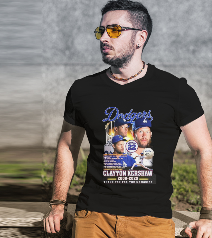 Dodgers Clayton Kershaw 2008-2025 Thank You For The Memories And Achievements T-Shirt