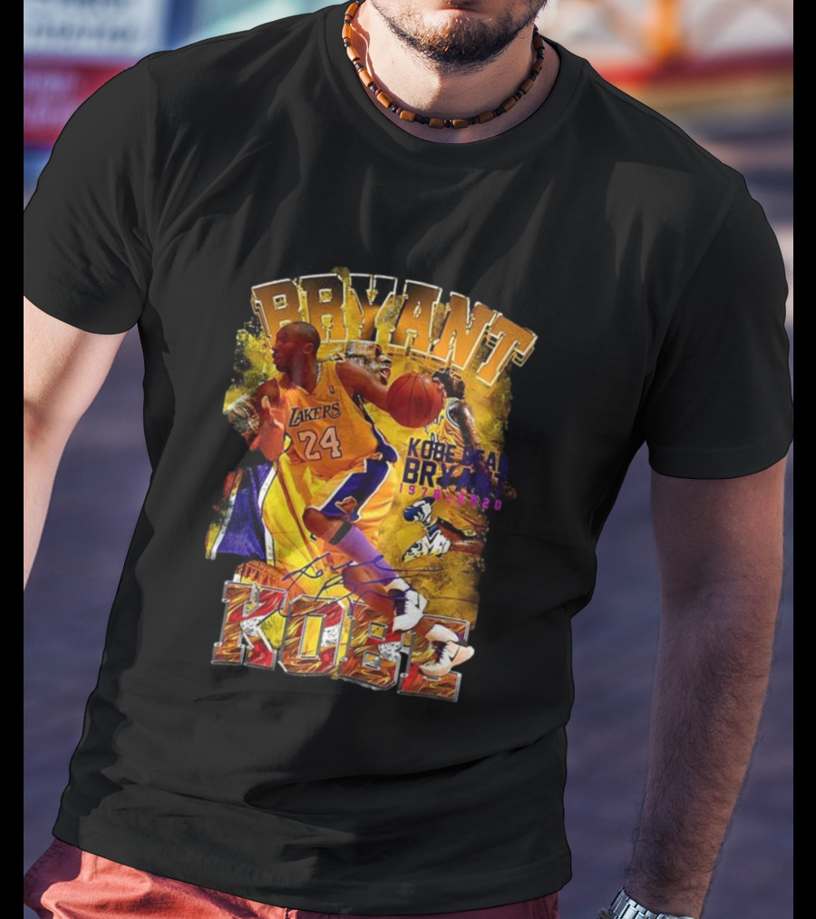 Kobe Bryant Lakers 24 Signature Basketball Legend 1978 2020 Tribute T-Shirt